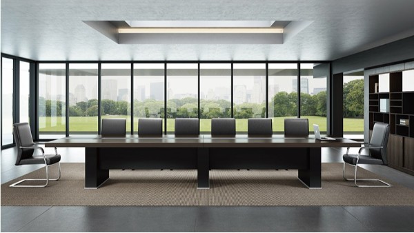 現代簡約長條14人實木油漆會議桌會議臺洽談桌圖片定做