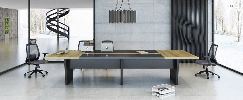 現(xiàn)代時(shí)尚長(zhǎng)條12人實(shí)木油漆會(huì)議桌會(huì)議臺(tái)洽談桌廠家定做