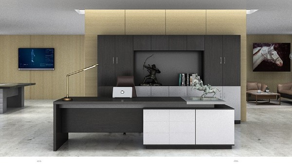 現代簡約時尚老總板式辦公桌椅大班臺