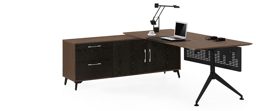 簡約時尚單人鋼木轉角經理辦公桌椅