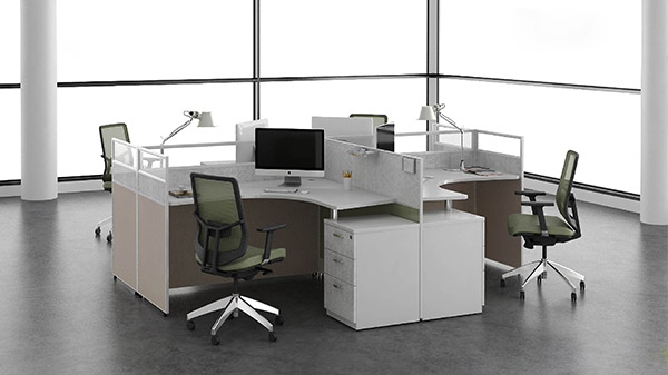 簡約轉角四人屏風辦公桌隔斷