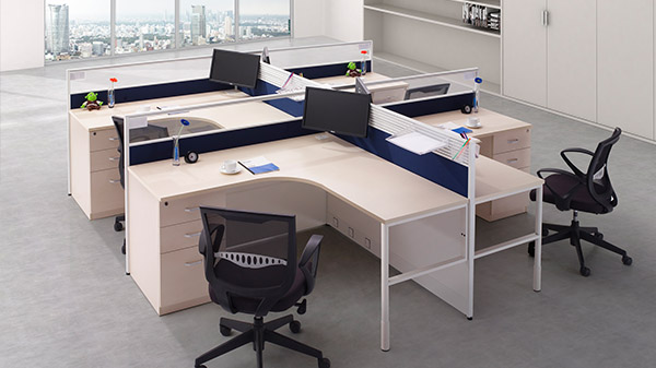 現代簡約轉角四人屏風隔斷辦公桌