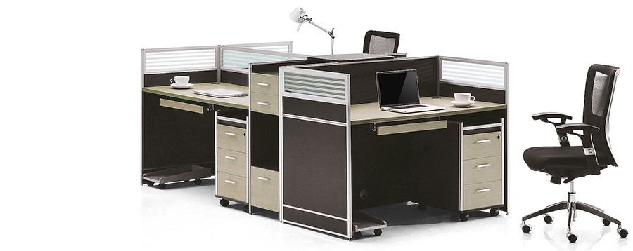 簡約三人直型高屏風辦公桌隔斷工作卡位