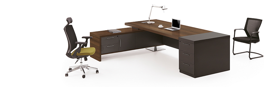 現(xiàn)代時(shí)尚L型老板辦公桌椅大班臺